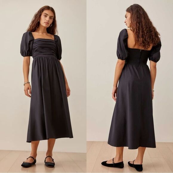 Reformation Rachelle Dress in black cotton - Picture 1 of 10